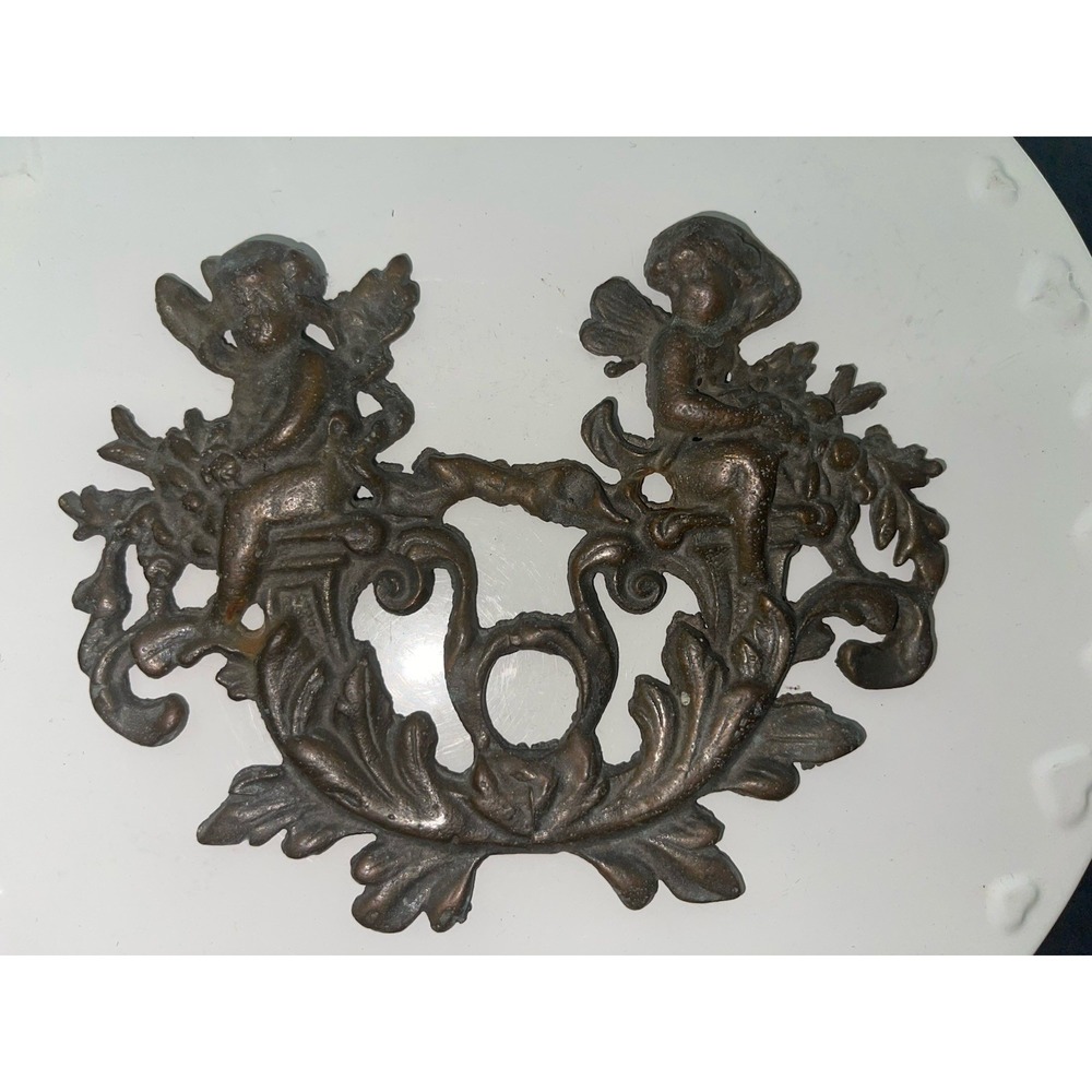 Vintage Cast Iron Metal Cherub Doorbell Cover‎ Decor Ornate